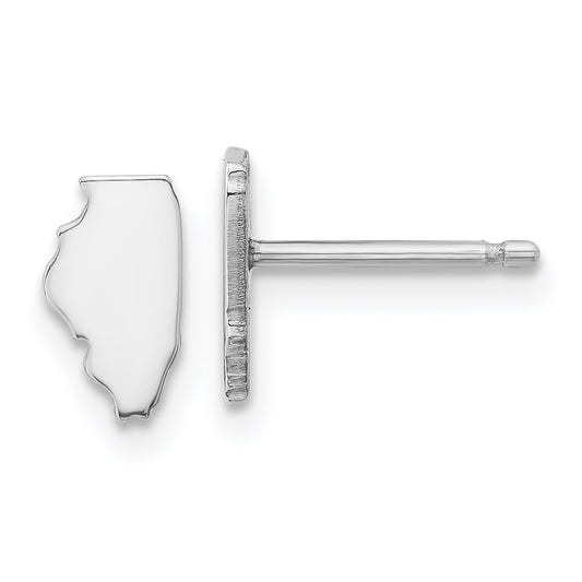 Sterling Silver Silver/Rhodium Plated Illinois State Earrings