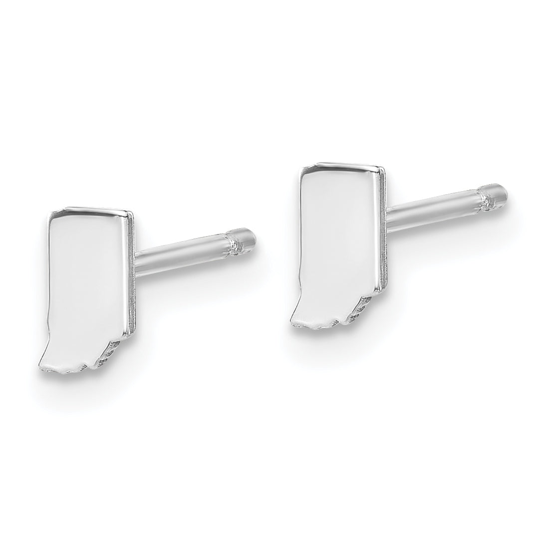 Sterling Silver Silver/Rhodium Plated Indiana State Earrings