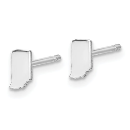 Sterling Silver Silver/Rhodium Plated Indiana State Earrings