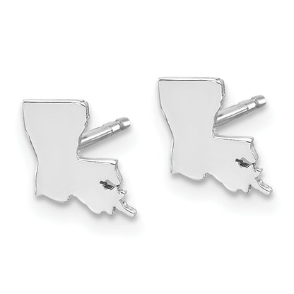 Sterling Silver Silver/Rhodium Plated Louisiana State Earrings