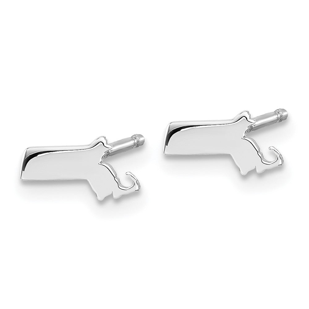 Sterling Silver Silver/Rhodium Plated Massachusetts State Earrings