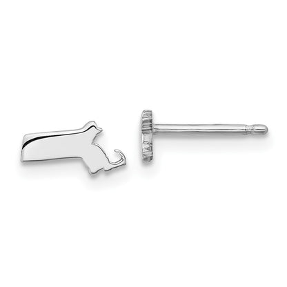 Sterling Silver Silver/Rhodium Plated Massachusetts State Earrings