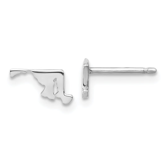 Sterling Silver Silver/Rhodium Plated Maryland State Earrings