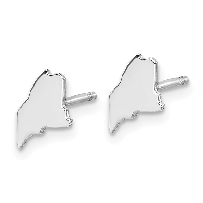 Sterling Silver Silver/Rhodium Plated Maine State Earrings