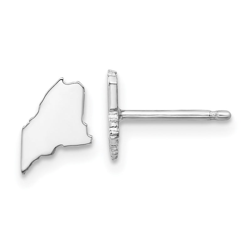 Sterling Silver Silver/Rhodium Plated Maine State Earrings