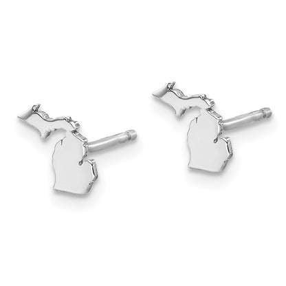 Sterling Silver Silver/Rhodium Plated Michigan State Earrings