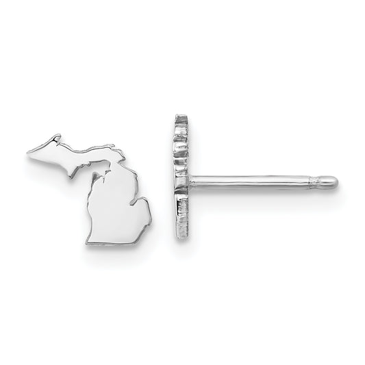 Sterling Silver Silver/Rhodium Plated Michigan State Earrings