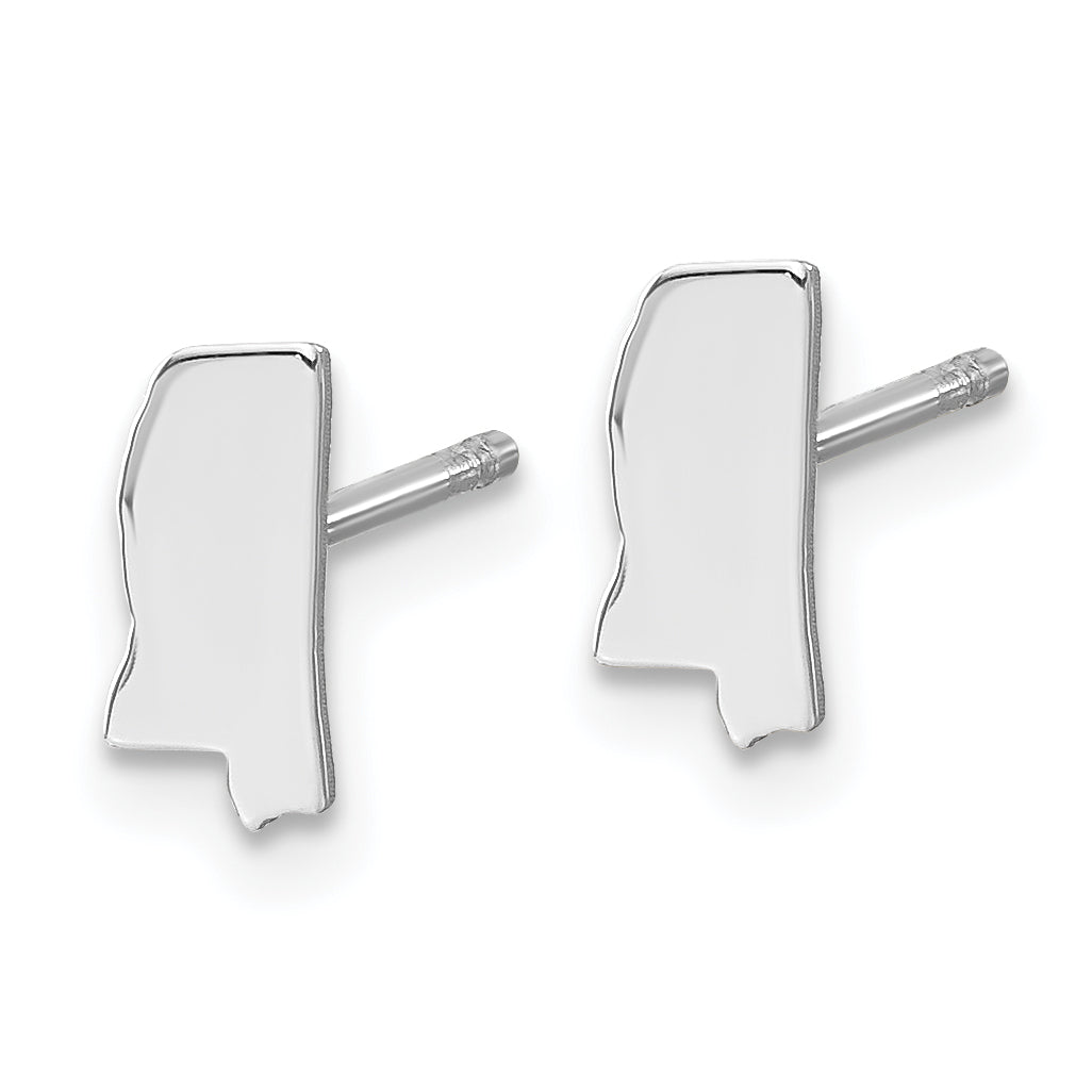 Sterling Silver Silver/Rhodium Plated Mississippi State Earrings