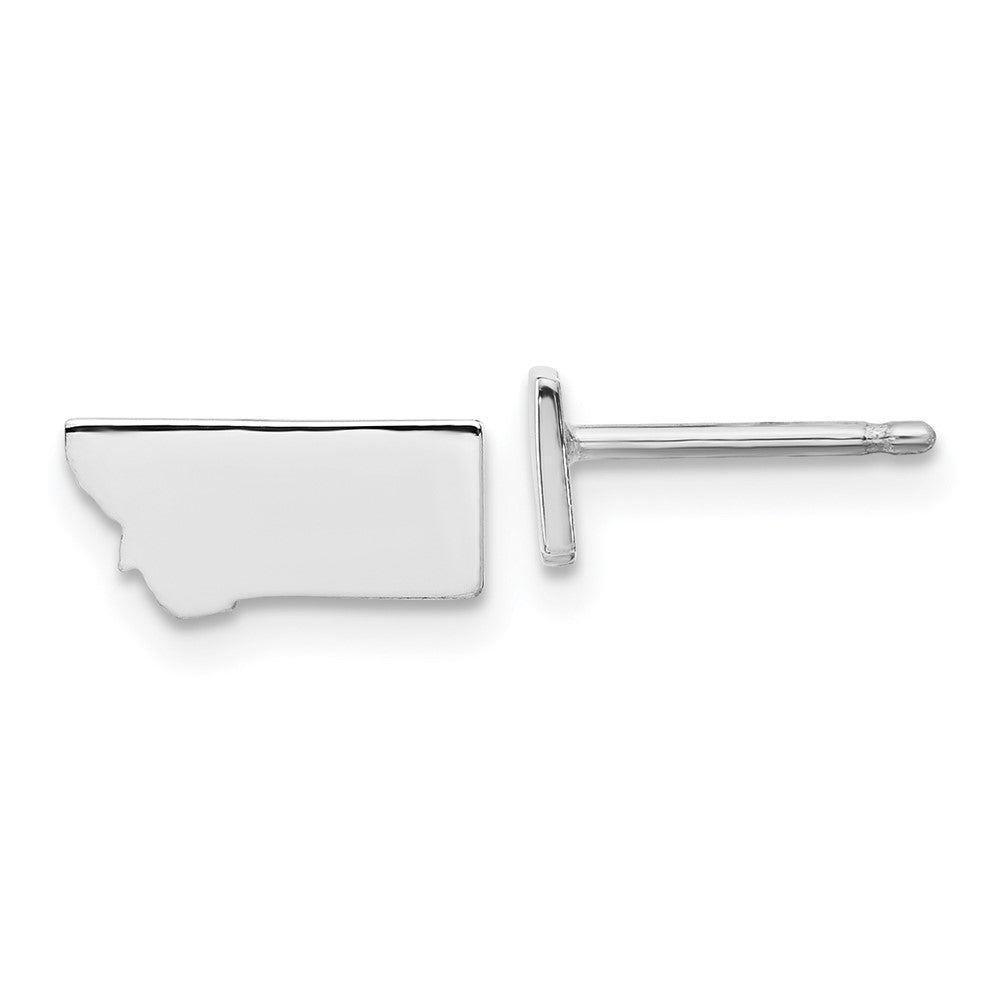 Sterling Silver Silver/Rhodium Plated Montana State Earrings