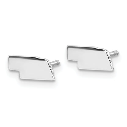 Sterling Silver Silver/Rhodium Plated Nebraska State Earrings