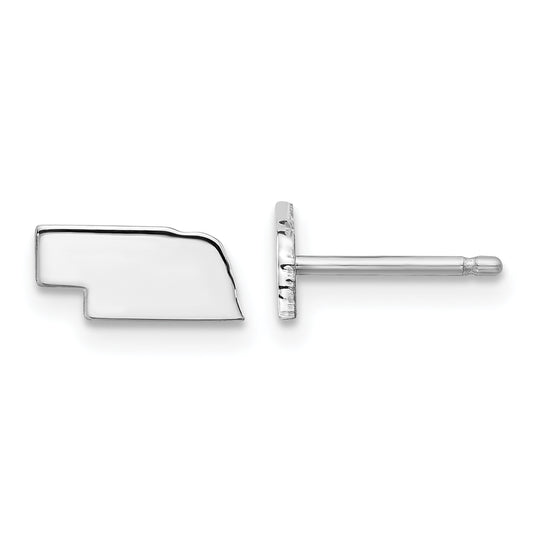 Sterling Silver Silver/Rhodium Plated Nebraska State Earrings