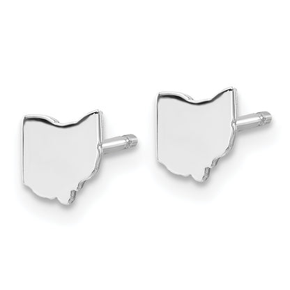 Sterling Silver Silver/Rhodium Plated Ohio State Earrings
