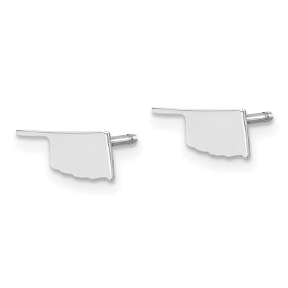 Sterling Silver Silver/Rhodium Plated Oklahoma State Earrings
