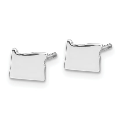 Sterling Silver Silver/Rhodium Plated Oregon State Earrings