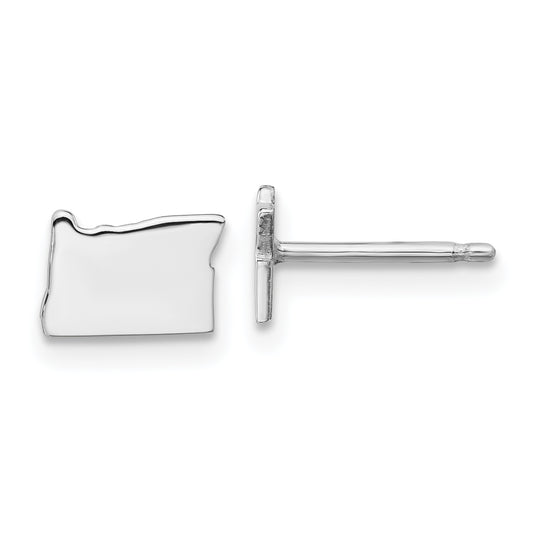 Sterling Silver Silver/Rhodium Plated Oregon State Earrings
