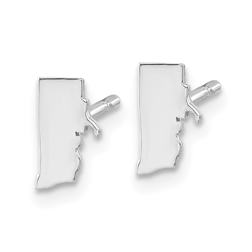 Sterling Silver Silver/Rhodium Plated Rhode Island State Earrings