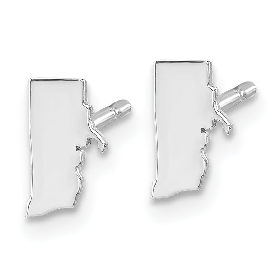 Sterling Silver Silver/Rhodium Plated Rhode Island State Earrings