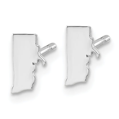 Sterling Silver Silver/Rhodium Plated Rhode Island State Earrings