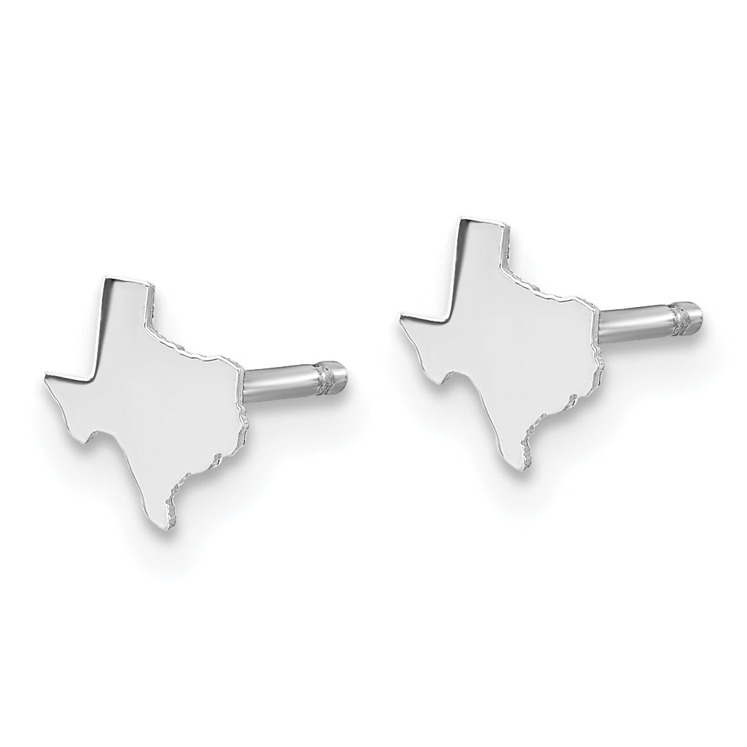 Sterling Silver Silver/Rhodium Plated Texas State Earrings