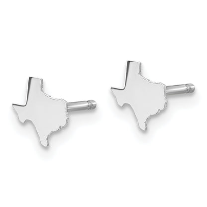 Sterling Silver Silver/Rhodium Plated Texas State Earrings