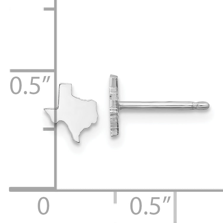 Sterling Silver Silver/Rhodium Plated Texas State Earrings