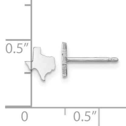 Sterling Silver Silver/Rhodium Plated Texas State Earrings