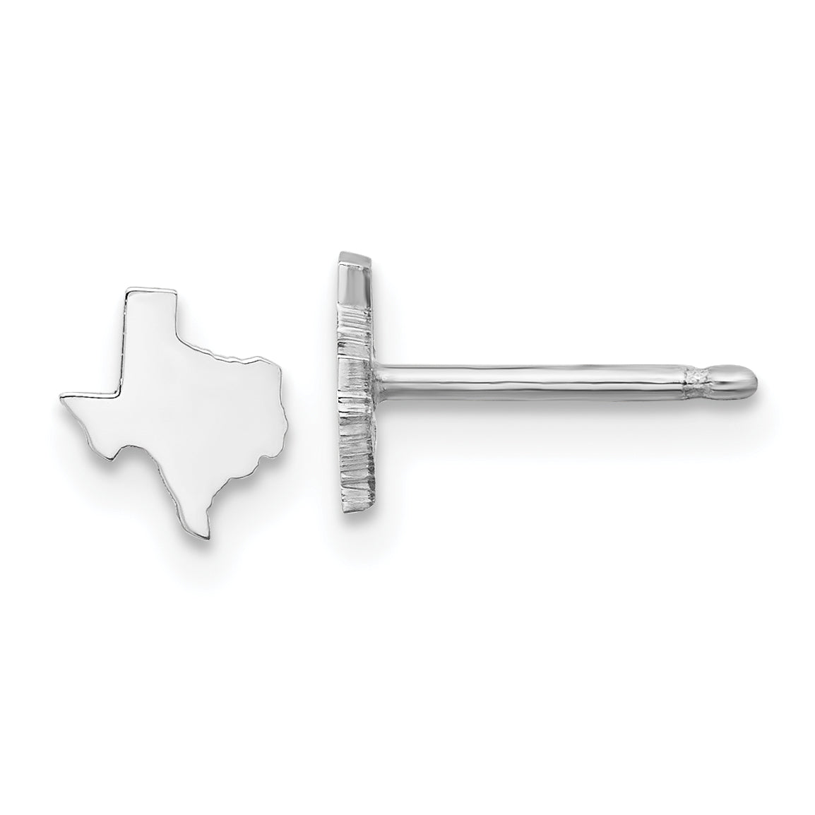 Sterling Silver Silver/Rhodium Plated Texas State Earrings