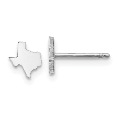 Sterling Silver Silver/Rhodium Plated Texas State Earrings