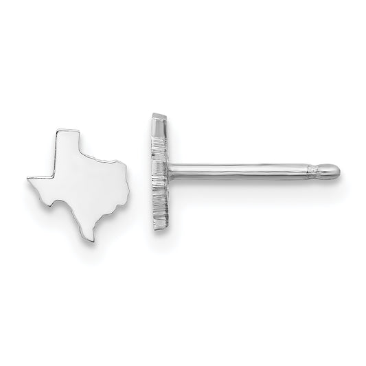 Sterling Silver Silver/Rhodium Plated Texas State Earrings