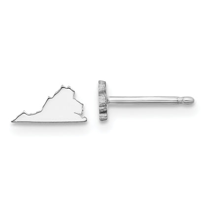Sterling Silver Silver/Rhodium Plated Virginia State Earrings