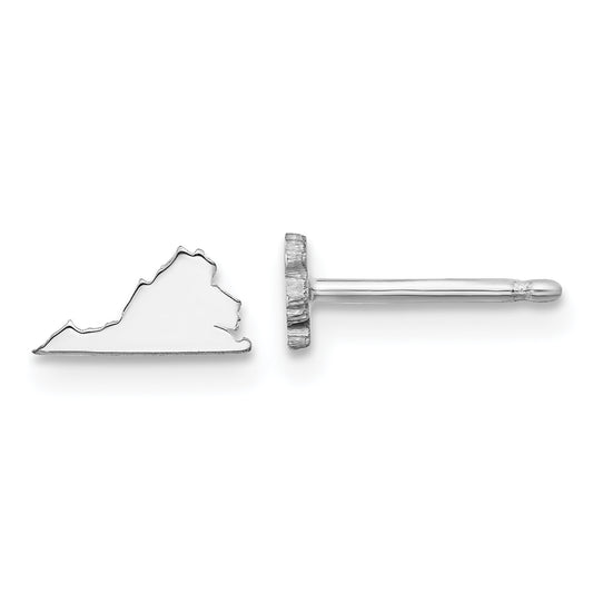 Sterling Silver Silver/Rhodium Plated Virginia State Earrings