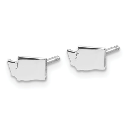 Sterling Silver Silver/Rhodium Plated Washington State Earrings
