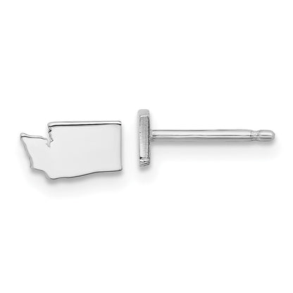 14K White Gold 14Wk Washington State Earrings