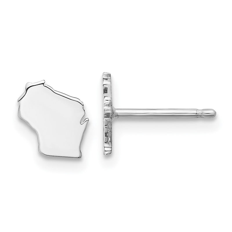 Sterling Silver Silver/Rhodium Plated Wisconsin State Earrings