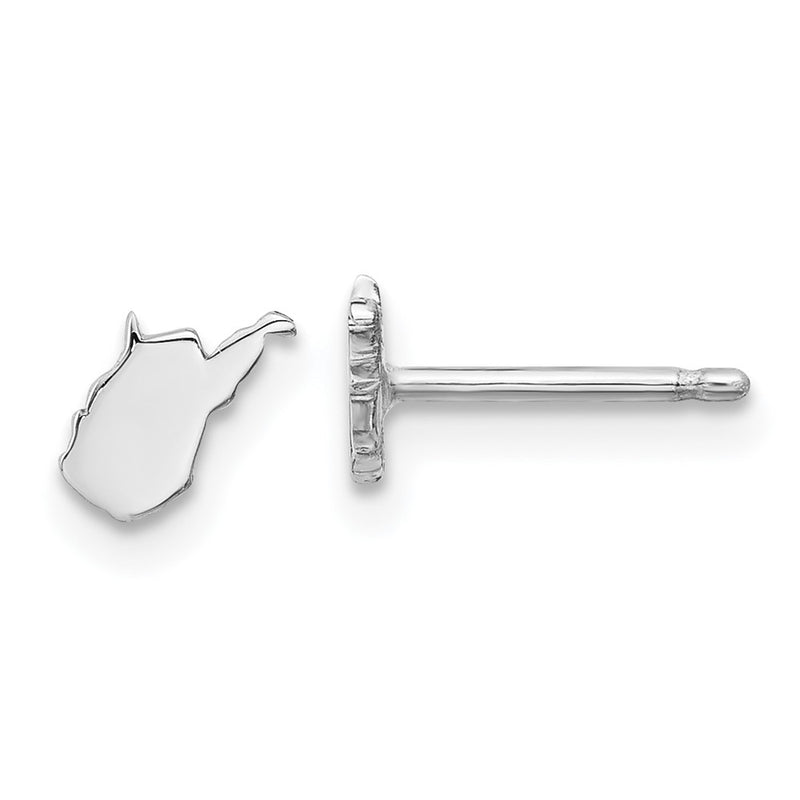 Sterling Silver Silver/Rhodium Plated West Virginia State Earrings