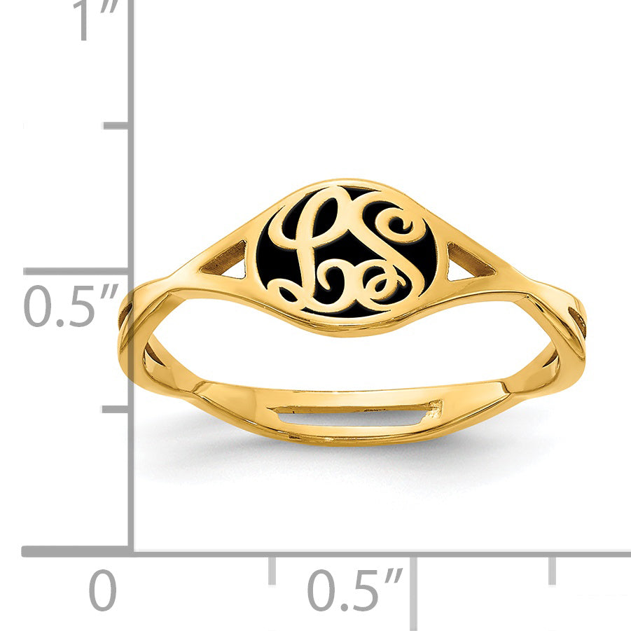 Gold Plated Twisted Band With Epoxy Monogram Ring (Size 7 Only)