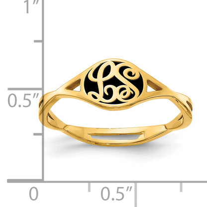 Gold Plated Twisted Band With Epoxy Monogram Ring (Size 7 Only)