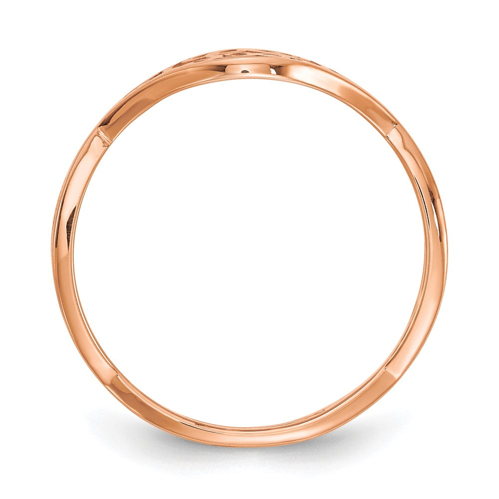 Rose Plated Twisted Band With Epoxy Monogram Ring (Size 7 Only)