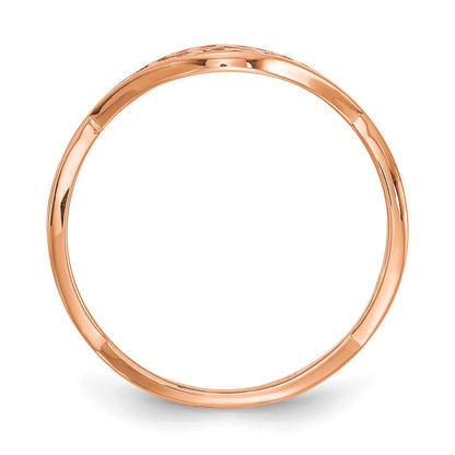 Rose Plated Twisted Band With Epoxy Monogram Ring (Size 7 Only)
