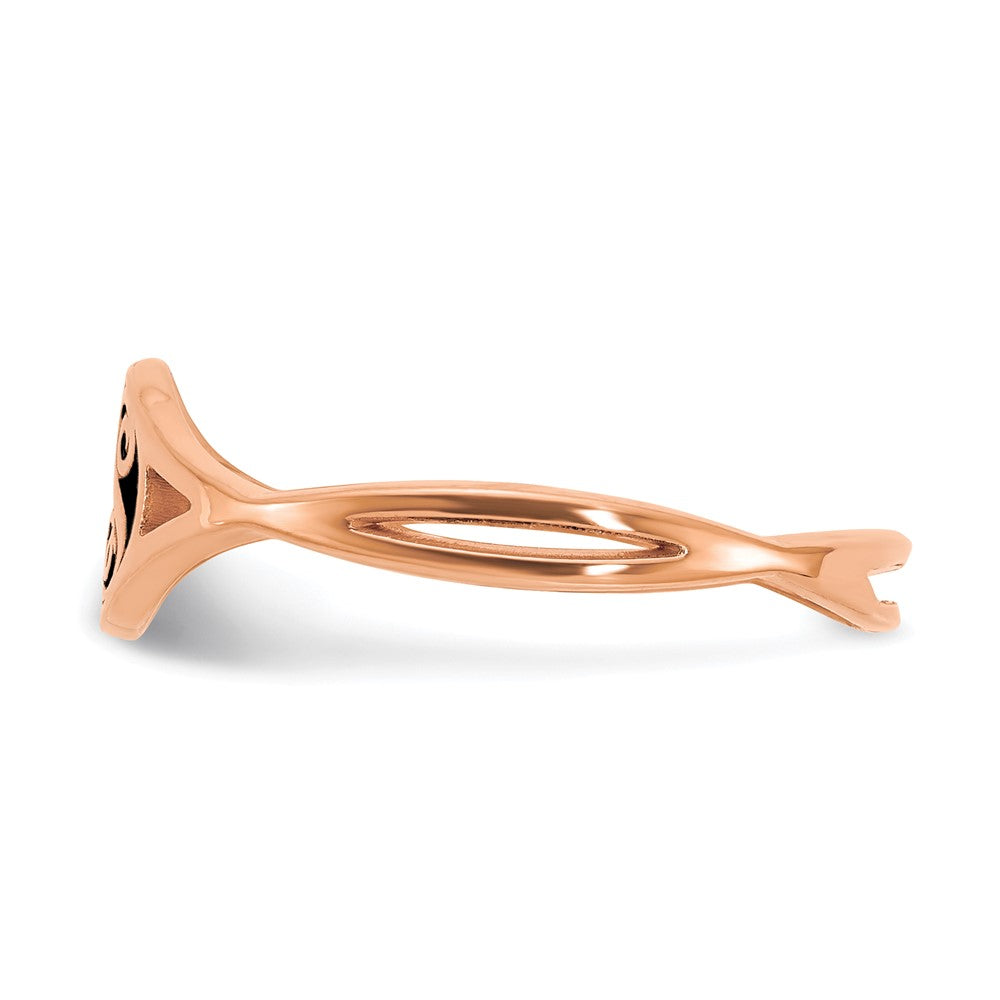 Rose Plated Twisted Band With Epoxy Monogram Ring (Size 7 Only)