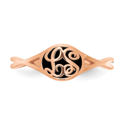 Rose Plated Twisted Band With Epoxy Monogram Ring (Size 7 Only)