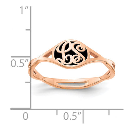 Rose Plated Twisted Band With Epoxy Monogram Ring (Size 7 Only)