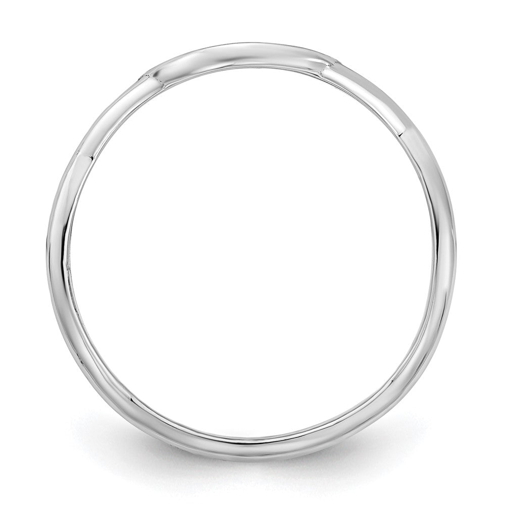 Sterling Silver Rhodium Plated Twisted Band With Epoxy Monogram Ring