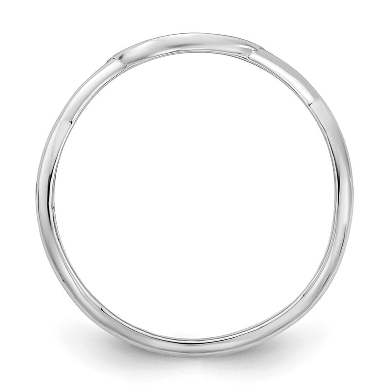 Sterling Silver Rhodium Plated Twisted Band With Epoxy Monogram Ring