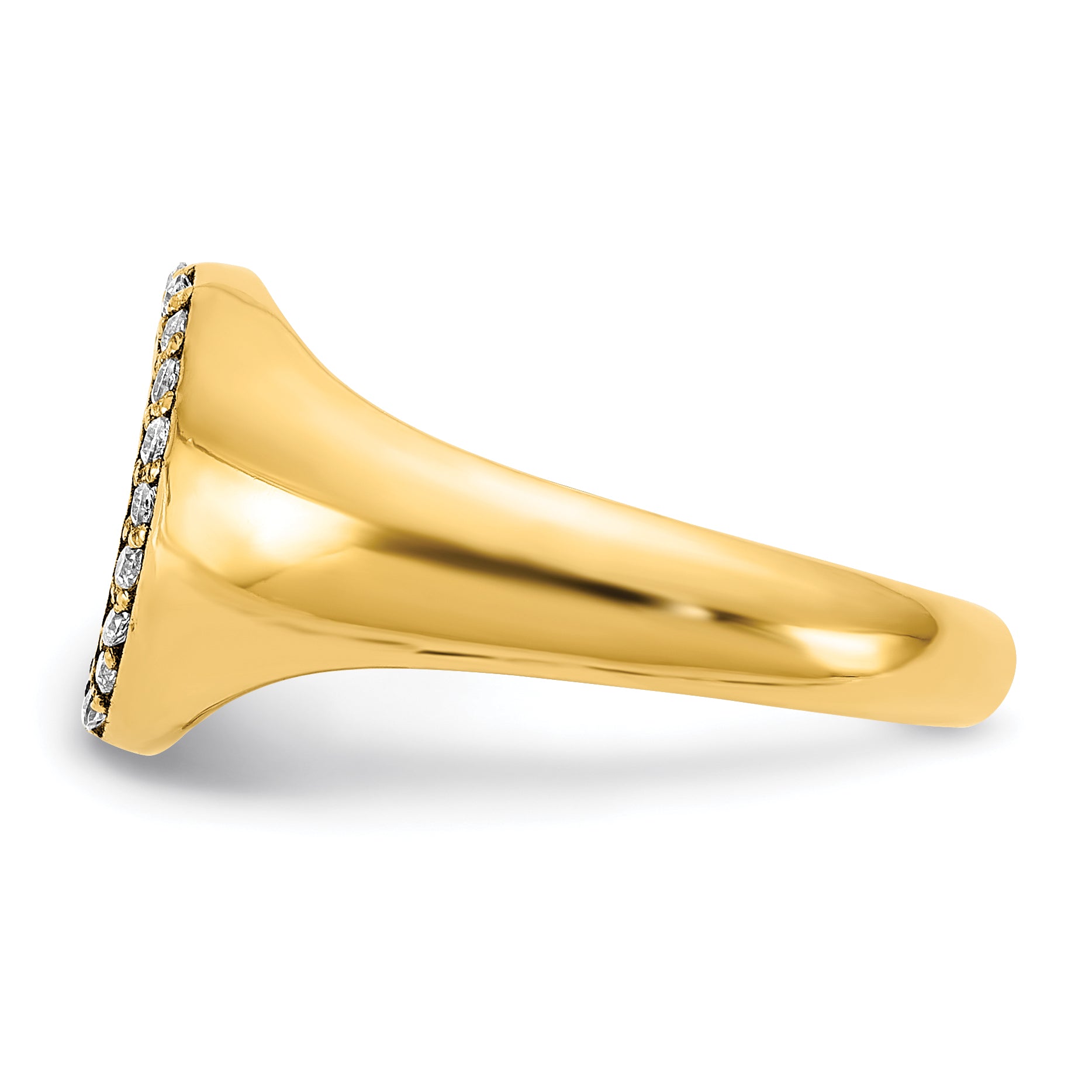 14K Yellow Gold Large Real Diamond Oval Classic Monogram Signet Ring