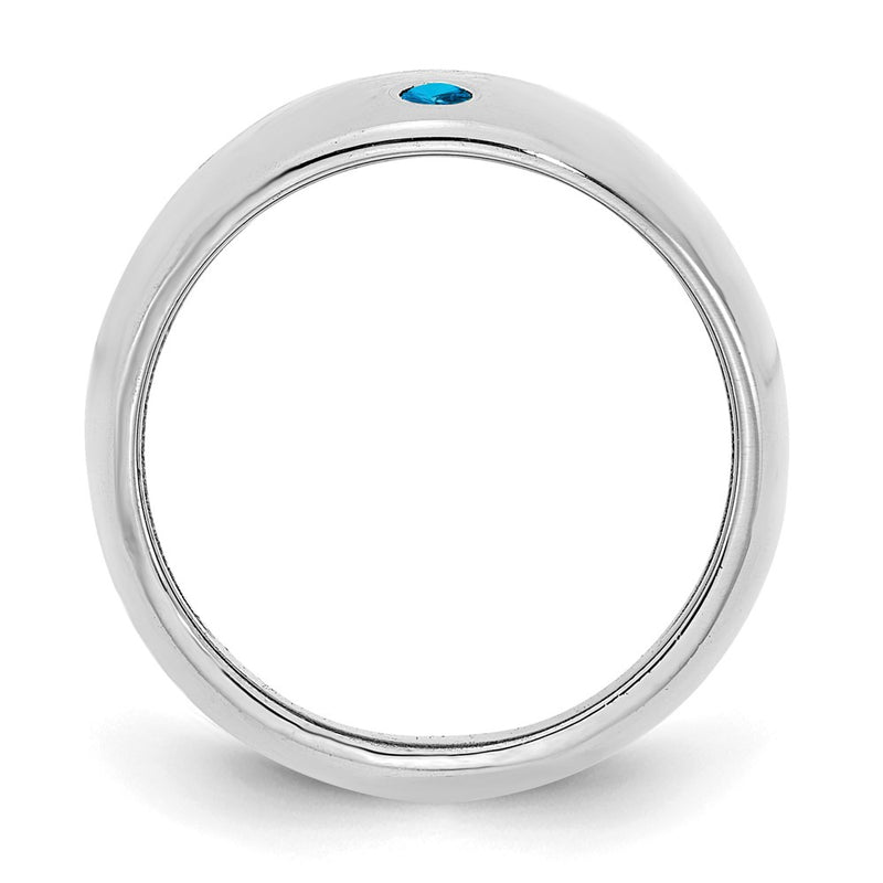 14K White Gold 1 Birthstone Personalized Cigar Ring