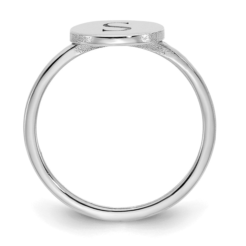 14K White Gold Round Initial Ring