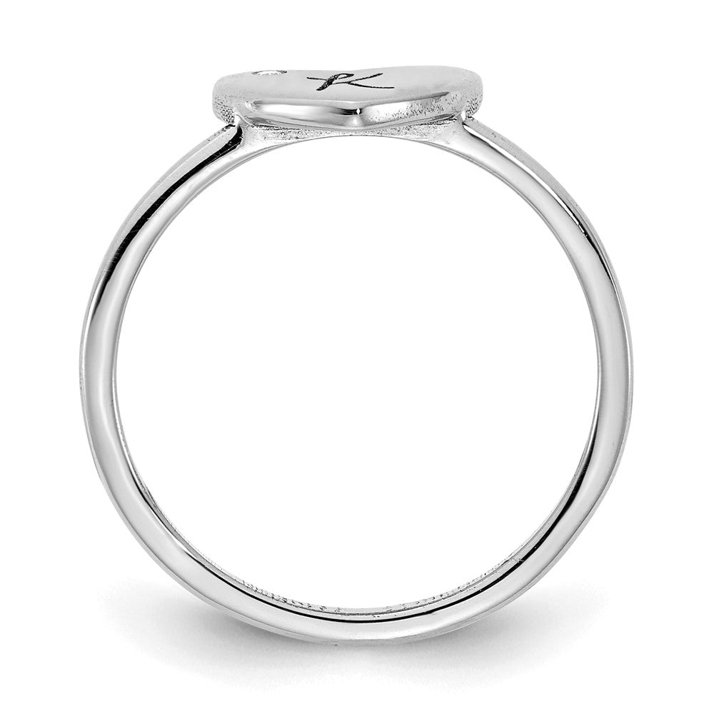 14K White Gold Initial With Diamond Ring