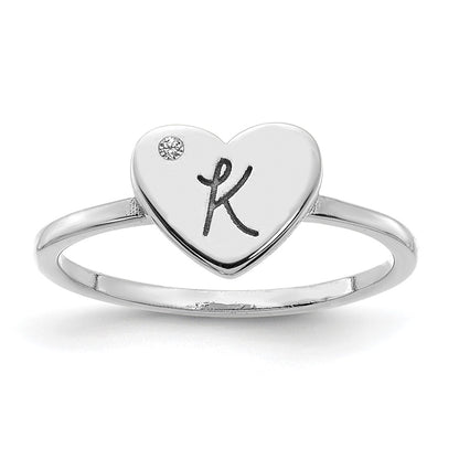 14K White Gold Initial With Diamond Ring