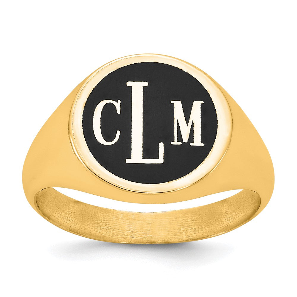 Gold Plated Sterling Silver/Gold With Epoxy Monogram Ring